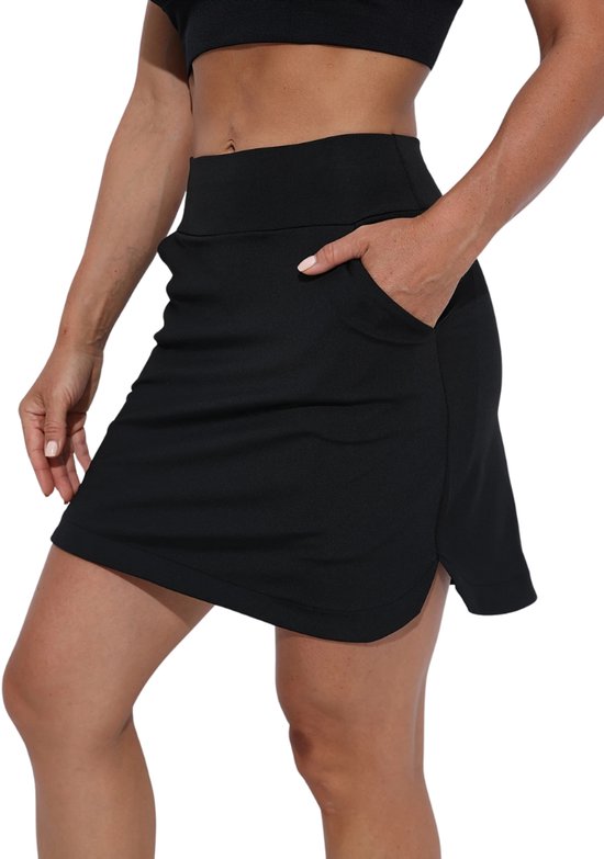 Jupe-short Bovista pour femme - Jupe-short - Jupe-culotte - Jupe de marche - Zwart - Taille L