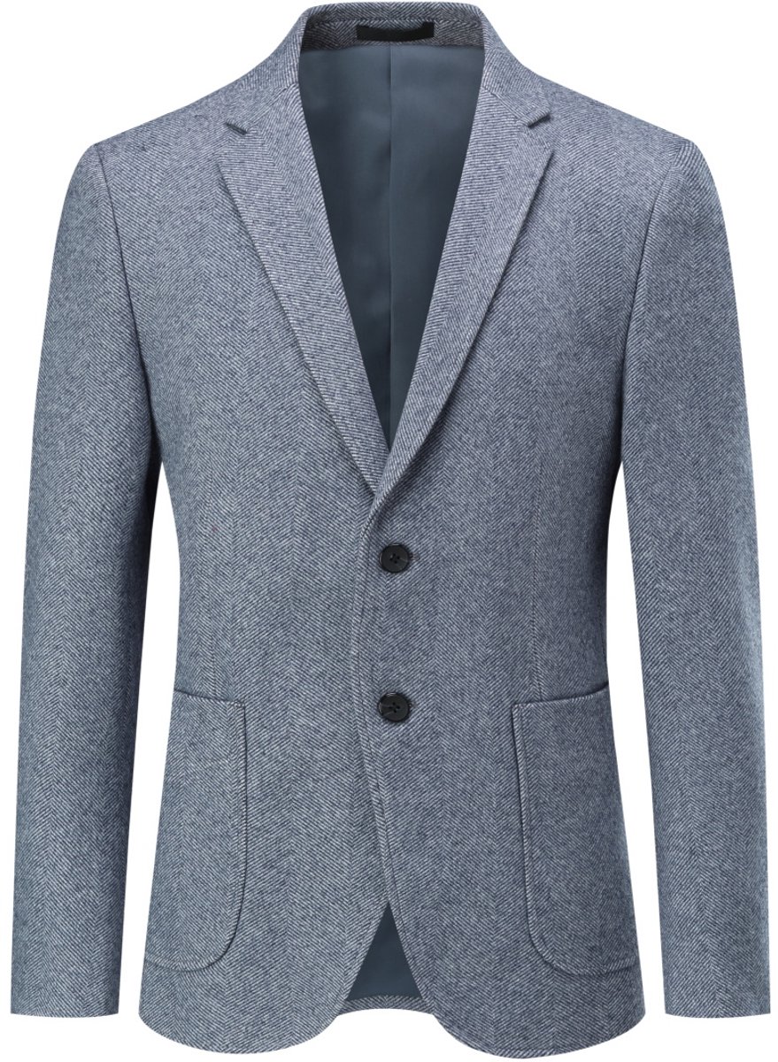 ALLTHEMEN Heren Blazer met Smal Kantoor Kraag en 2-Knopen - Kostuumjas met Achter Midden Split - XS