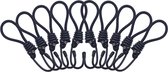 10X Élastique de tension avec crochet, noir, boucle Ø 65 mm, total 155 mm