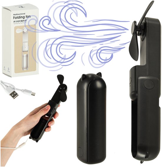 COZOME Legering mini-USB-ventilator, batterij 2600 mAh, oplaadbaar, draagbare ventilator, max. 16 uur, werkventilator, 4 snelheden, kleine ventilator, draagbaar, krachtig, voor buiten