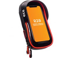 R2B Telefoonhouder Fiets Waterdicht - Ook voor Scooter & Motor - Gsm Houder Fiets - Fietshouder - Fiets Telefoonhouder - Smartphone Houder Fiets - Accessoires - Zwart/Rood - Phone Holder Bike