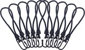 10x Élastique de tension avec crochet, Zwart, boucle Ø 140 mm, total 230 mm