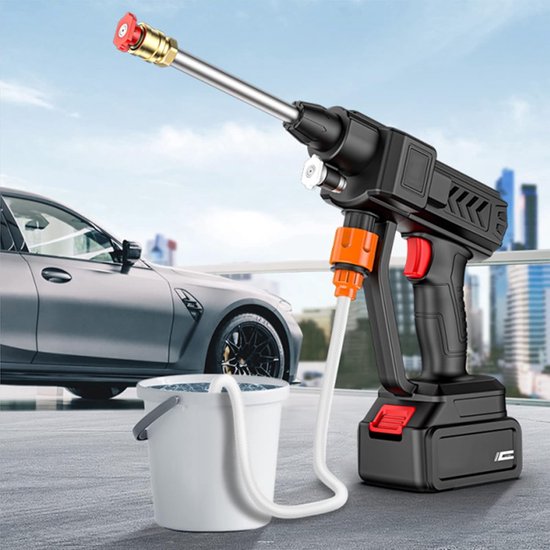 Draadloze Hogedrukreiniger - Auto Was Set - Terrasreinigers - Hogedrukspuit - Incl. 24V 15000 mAh Accu - Zwart — afbeelding 2