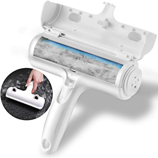 EXCITAT Pluizenverwijderaar - Pluizenroller - Kledingroller - Verwijderaar van dierenhaar - Herbruikbaar - Voor banken, bedden, tapijten, krabpalen voor katten - Wit