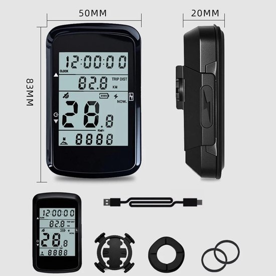 Fietscomputer - Snelheidsmeter - Fietsnavigatie - Kilometerteller Fiets - Fietscomputer Draadloos - Snelheidsmeter GPS - 2.4 Inch met LED Verlichting van Merkloos — afbeelding 2