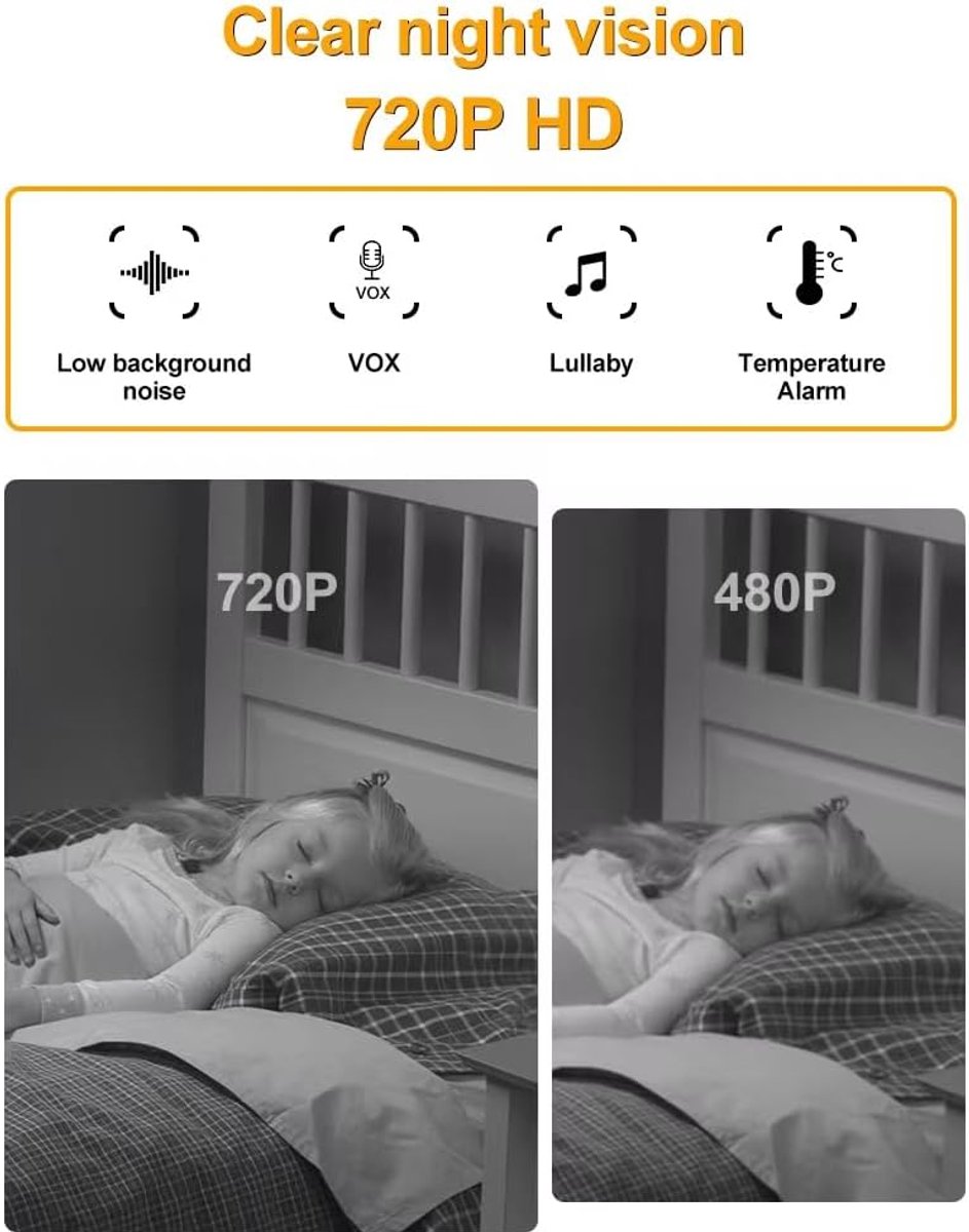 Babyfoon Met Camera - Video en Audio - Baby Monitor - 4.3 Inch - Wit – foto 6