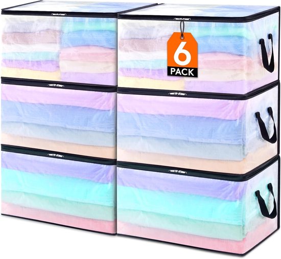 Lifewit Set van 3 transparante opbergzakken 60L, PVC
