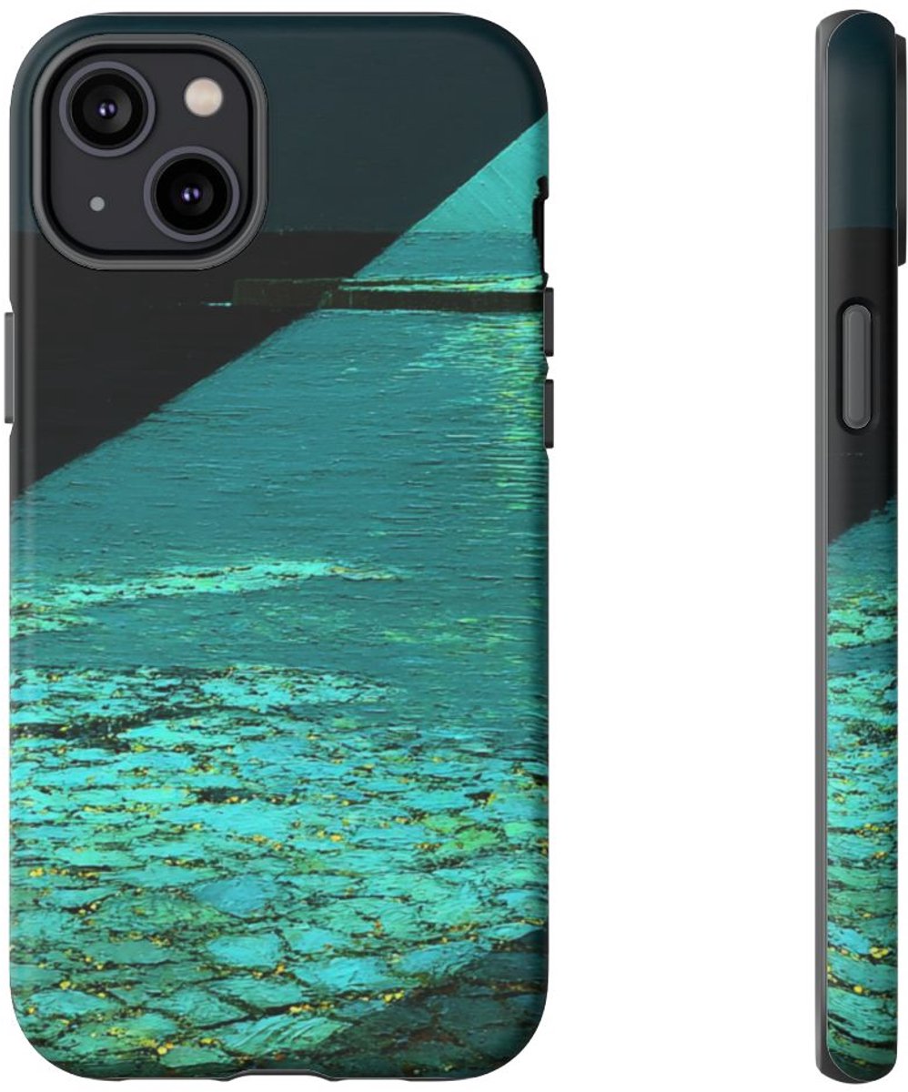 Vuurtorenstraal met Silhouet – Telefoonhoesje Geschikt voor iPhone 14 Plus