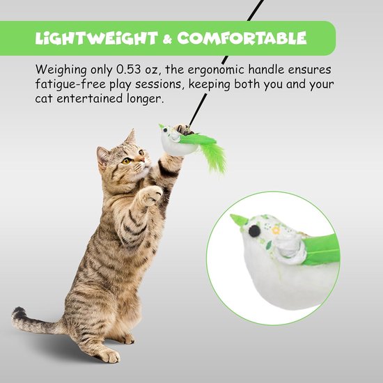 Hengu Interactief kattenspeelgoed, veerspeelgoed met zuignap, kattenhengel met veren, intelligent speelgoed voor katten