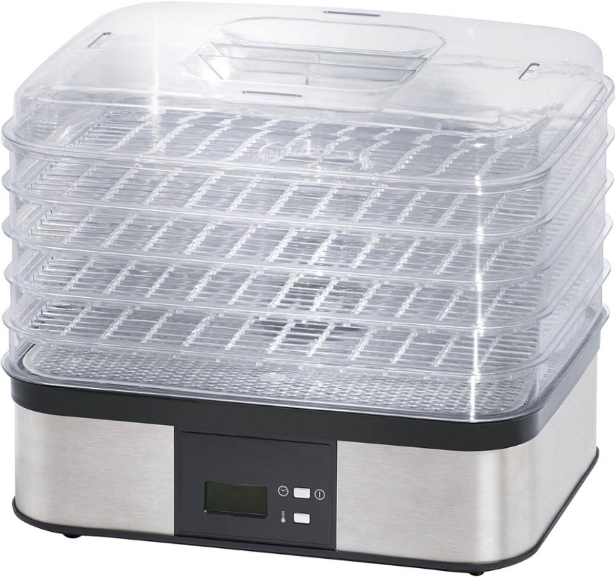 Elektronische Droogmachine - 5 BPA-Vrije Transparante Opzetstukken - Individueel Te Gebruiken - Temperatuurregeling 40-70°C - Tijdregeling 1-36 Uur - 350 Watt
