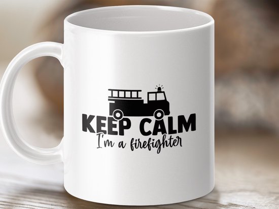 brandweer cadeau, brandweerman mok, brandweerman cadeau, blijf kalm mok, brandweer kop, brandweerheld mok, brandweer auto, brandweerkorps, grappige brandweer, beroepsmok, koffiemok cadeau, cadeau idee mok, humor mok
