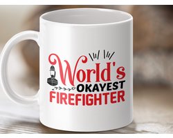 firefighter gift, fireman mug, rescue worker, funny mug gift, coffee mug gift, brandweerman cadeau, werelds okayest, novelty mug, fire department, firefighter, brandweer mok, grappige brandweer, held mok