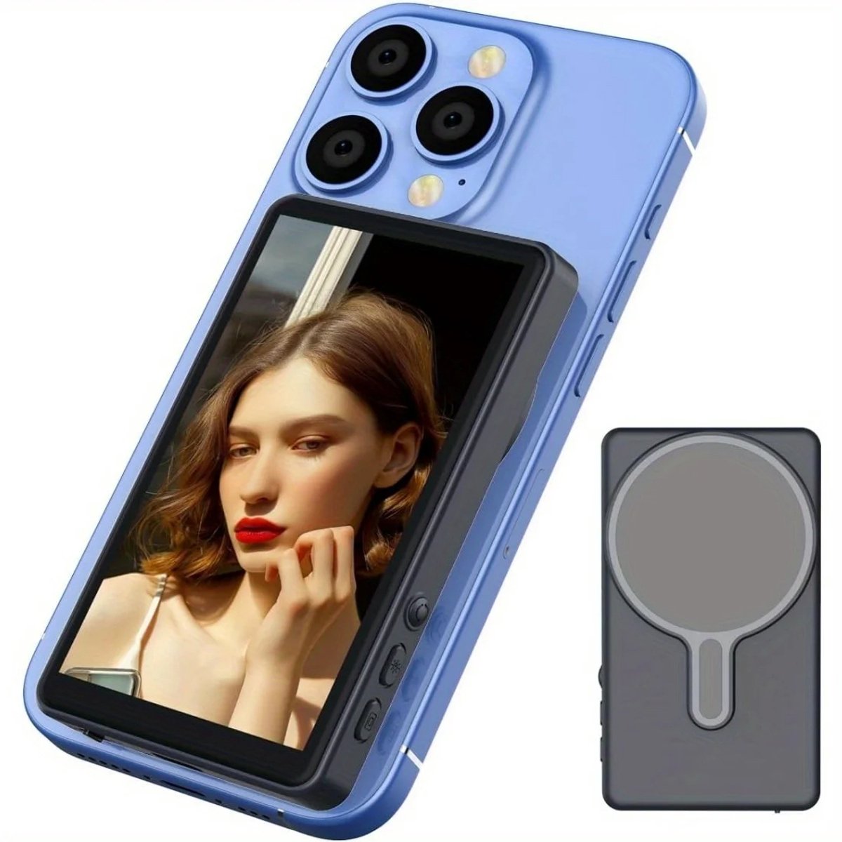 Magnetische Telefoonhouder met Spiegel voor Vloggen, Livestreaming & Content Creatie – Zelfontspanner, Smartphone Statief, Achteruitkijkfunctie & Video Accessoire