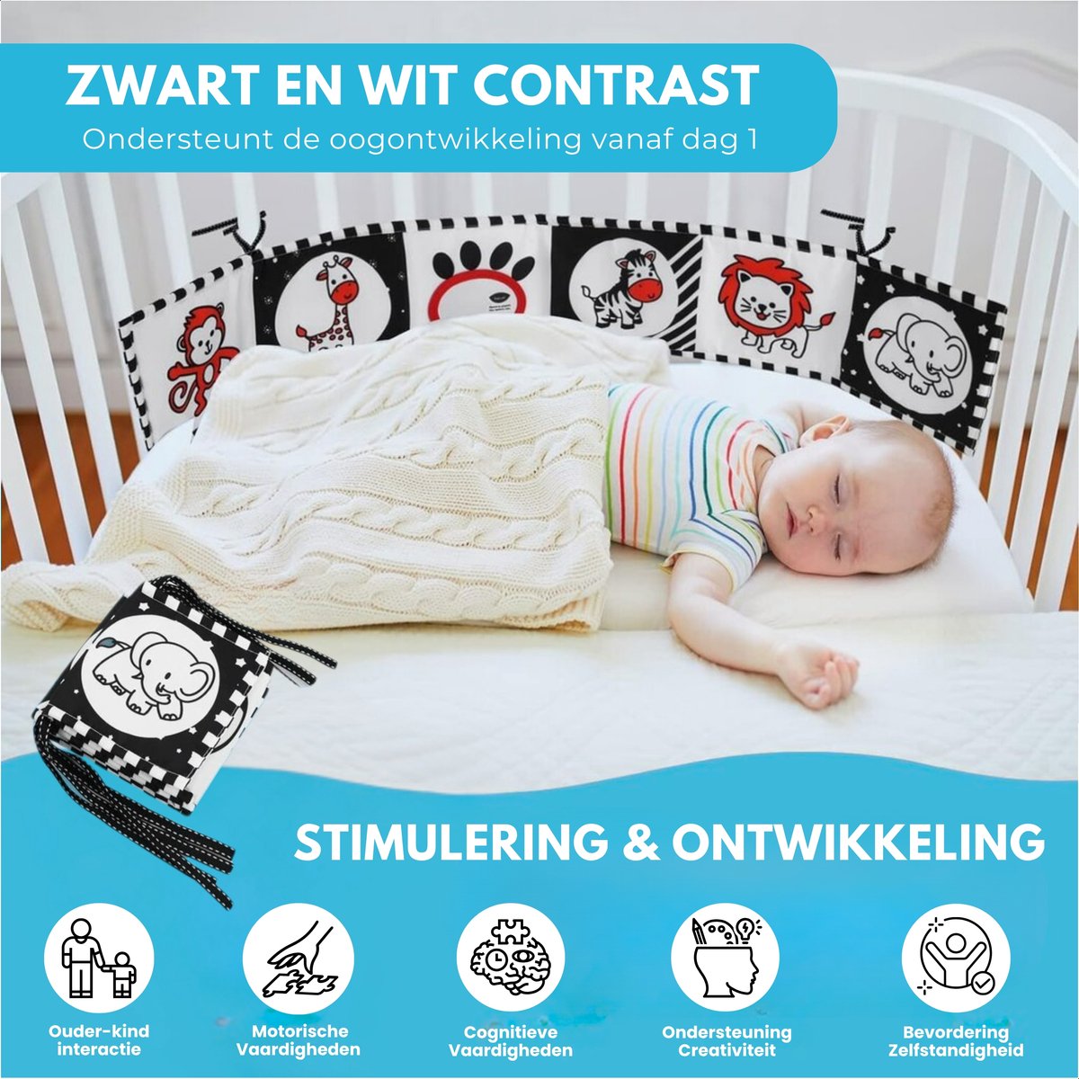 Boncy® Knisperboekje Baby - Speelgoed Tummy Time - Buikligtrainer - Montessori Boekjes eerste jaar 0 1 2 - Boek 6 maanden - Babyboek buggyboekje - Babyspeelgoed - Box Activiteitenboek — afbeelding 3