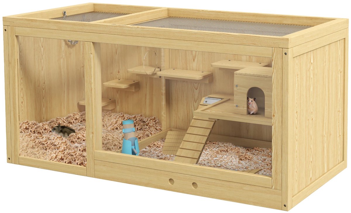 Hamsterruimte – Hamsterkooi – Knaagdierkooi – Dierenhok – Speelkooi – Hout – Meerlaagse Kooi 100x50x50 cm