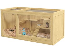 Hamsterruimte – Hamsterkooi – Knaagdierkooi – Dierenhok – Speelkooi – Hout – Meerlaagse Kooi 100x50x50 cm