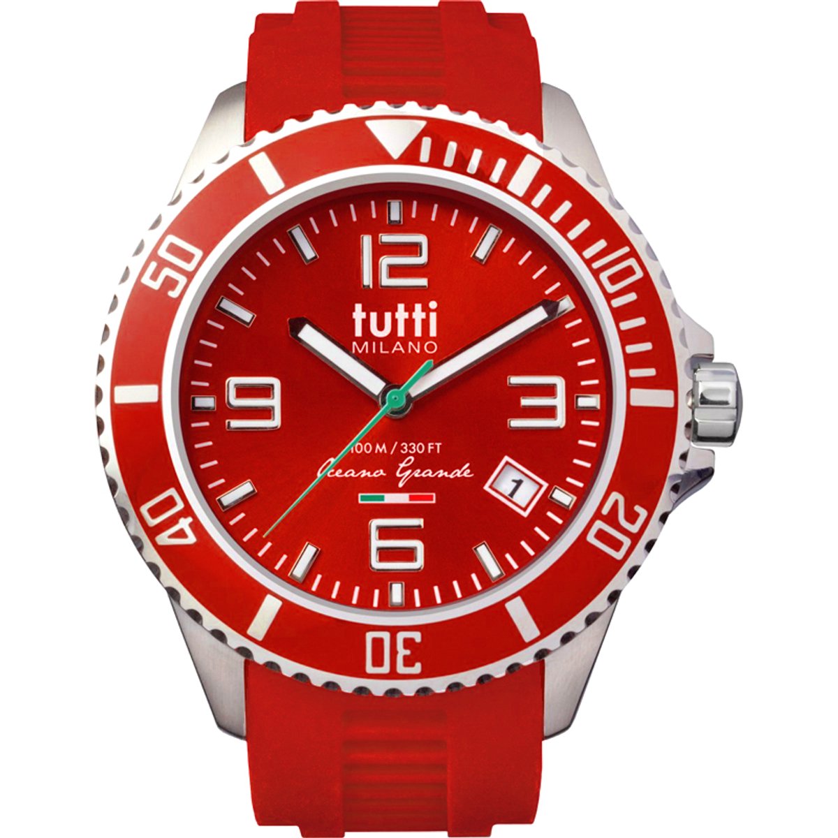 Tutti Milano TMOG001RE Horloge - XXL: 48 mm - Rood - Collectie Oceano Grande