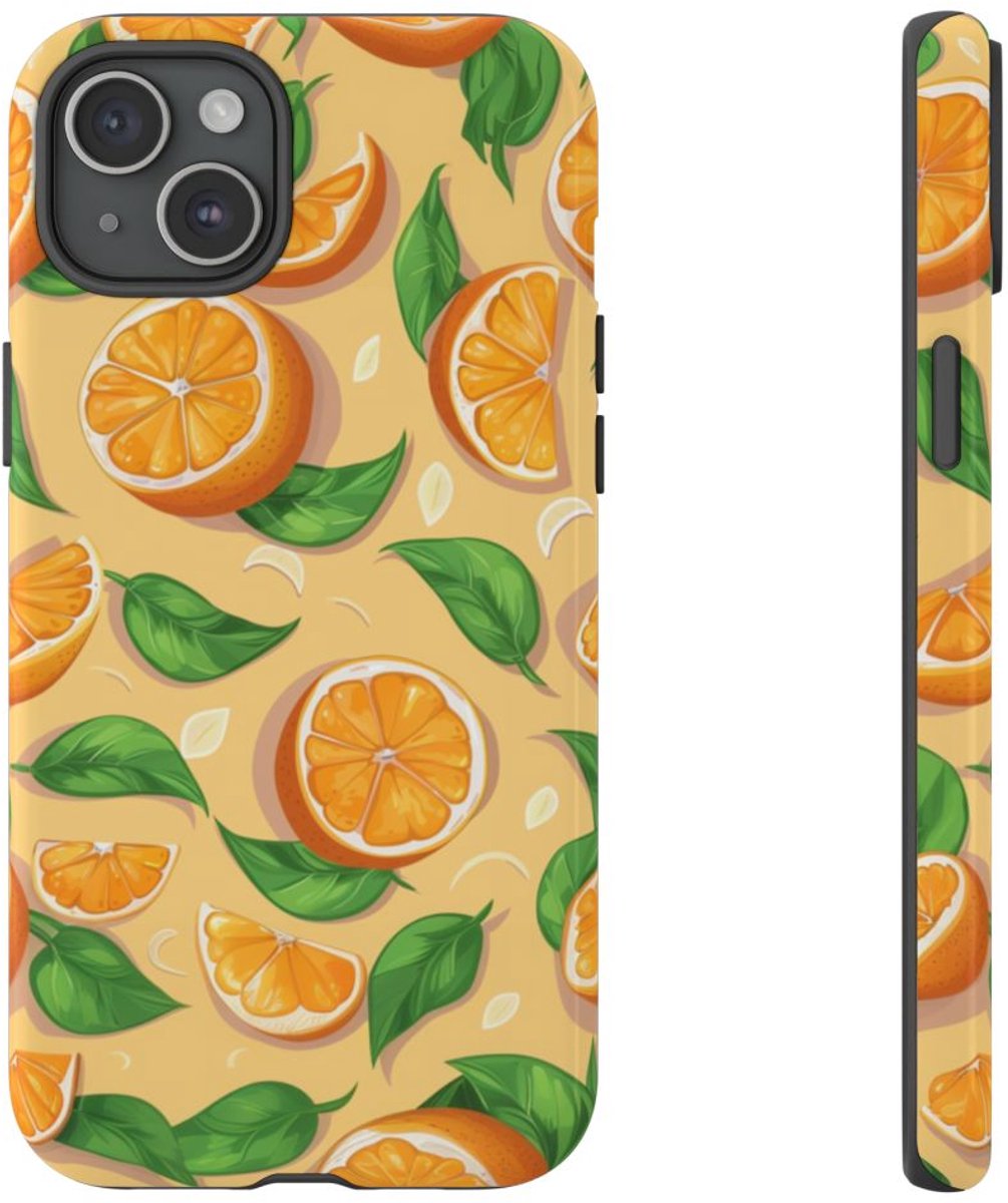 Vrolijk Sinaasappelpatroon – Telefoonhoesje Geschikt voor iPhone 15 Plus
