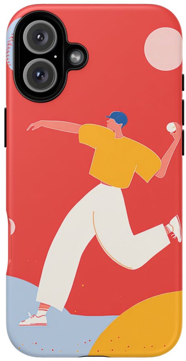 Minimalistische Honkbalspeler Illustratie – Telefoonhoesje Geschikt voor iPhone 16 Plus
