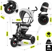 HyperMotion Kinderdriewieler van 1 Jaar, tot 20 kg, Kinderfietsen, 1-4 Jaar, Peuterfiets met Duwstuur, Baby Peuterfiets, Driewieler, Ouderhandvat, eerste Fiets, Grijs