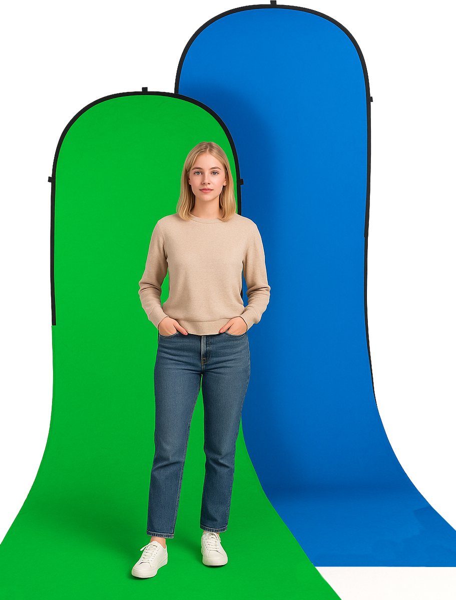 Bresser BR-TR16 Inklapbare Achtergrond Groen/Blauw – 180x240+240 cm, Greenscreen
