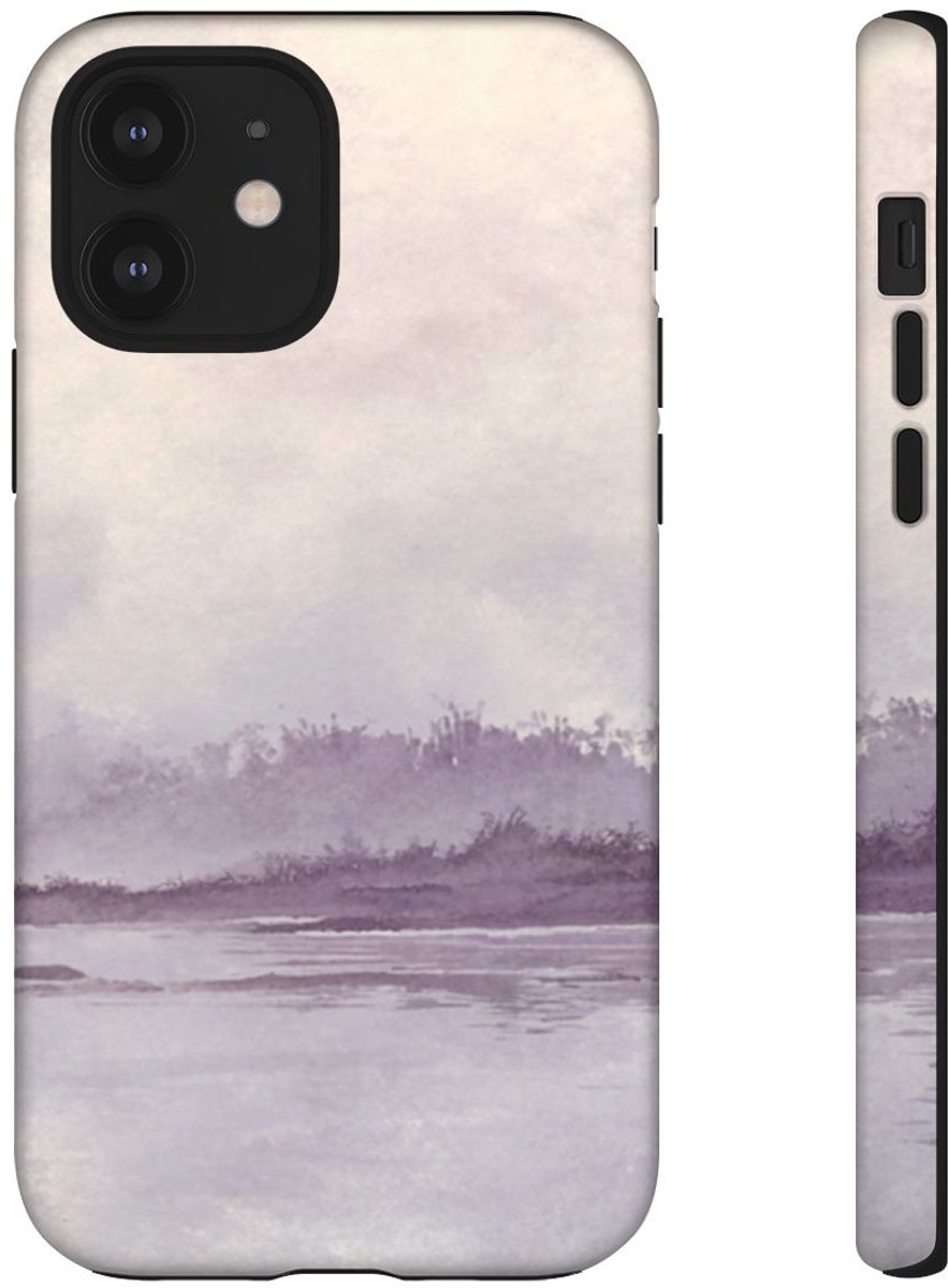 Minimalistische Kustlijn met Vogel in Vlucht – Telefoonhoesje Geschikt voor iPhone 12