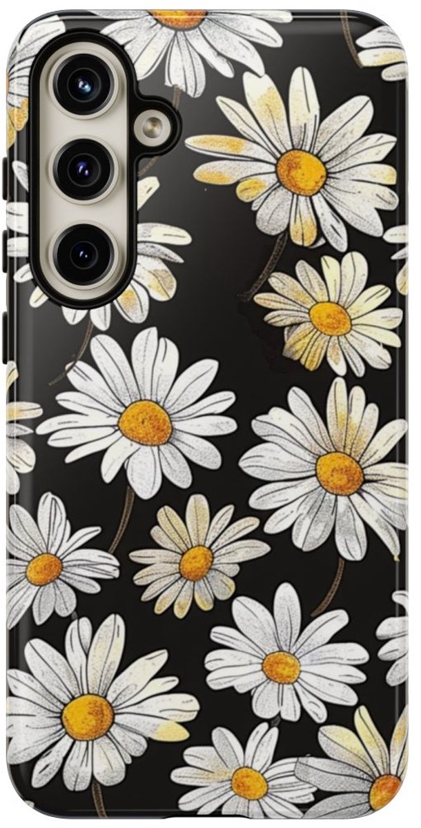 Witte Madeliefjespatroon – Telefoonhoesje Geschikt voor Samsung Galaxy S24 Plus