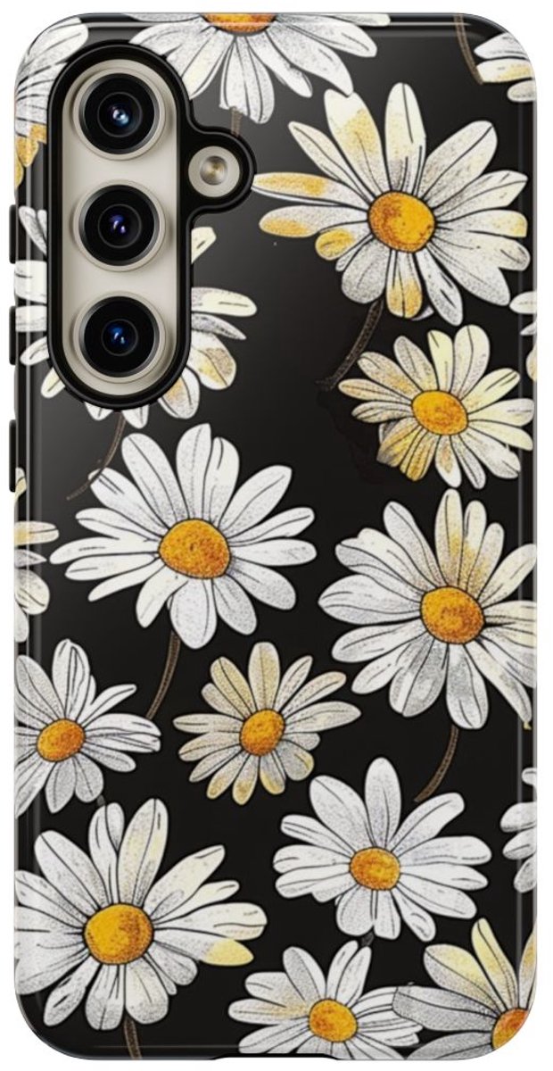 Witte Madeliefjespatroon – Telefoonhoesje Geschikt voor Samsung Galaxy S24