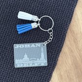 Porte-clés avec la silhouette de Delft et naam - Porte-clés adulte - Bleu Delft - Souvenir - Cadeau