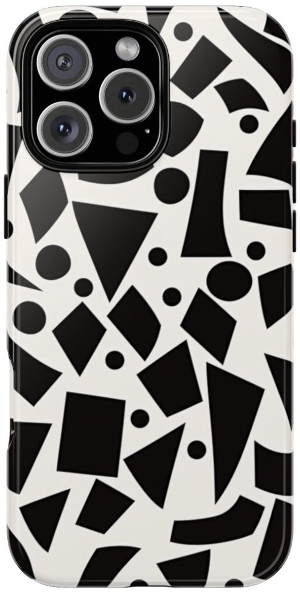 Zwart-Wit Geometrisch Abstract Patroon – Telefoonhoesje Geschikt voor iPhone 16 Pro Max