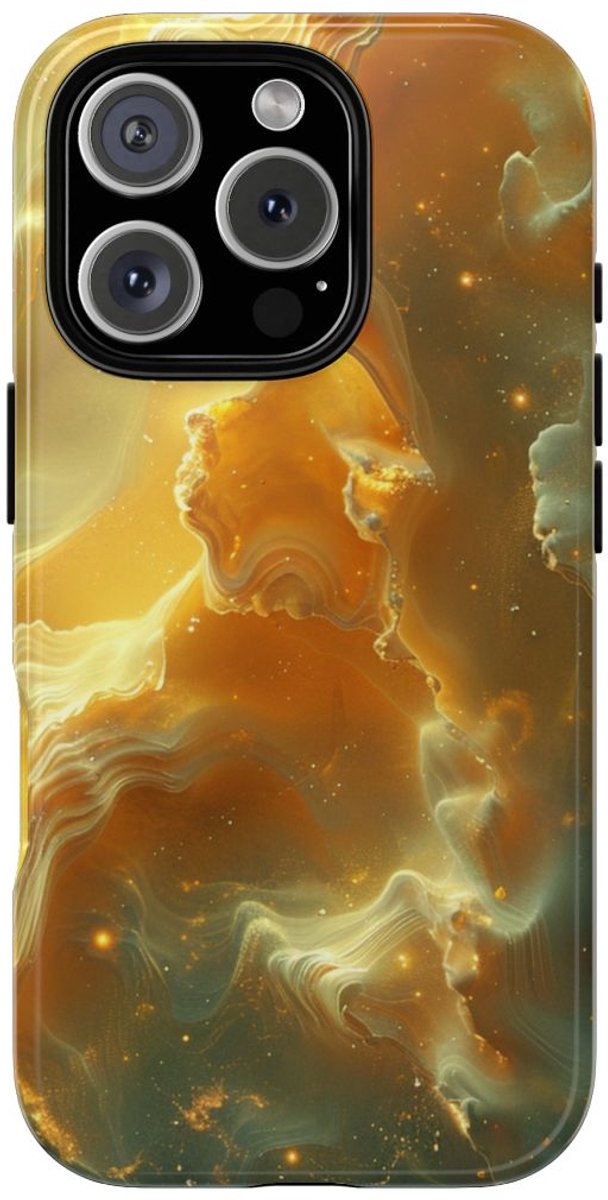 Gouden Nebula Abstract Design – Telefoonhoesje Geschikt voor iPhone 16 Pro