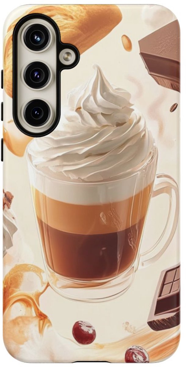 Dynamisch Koffie- en Zoetighedenontwerp – Telefoonhoesje Geschikt voor Galaxy S24 Plus