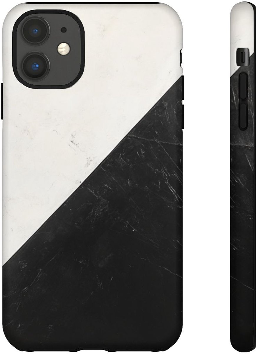 Zwart-Wit Driehoek Vlagontwerp – Telefoonhoesje Geschikt voor iPhone 11