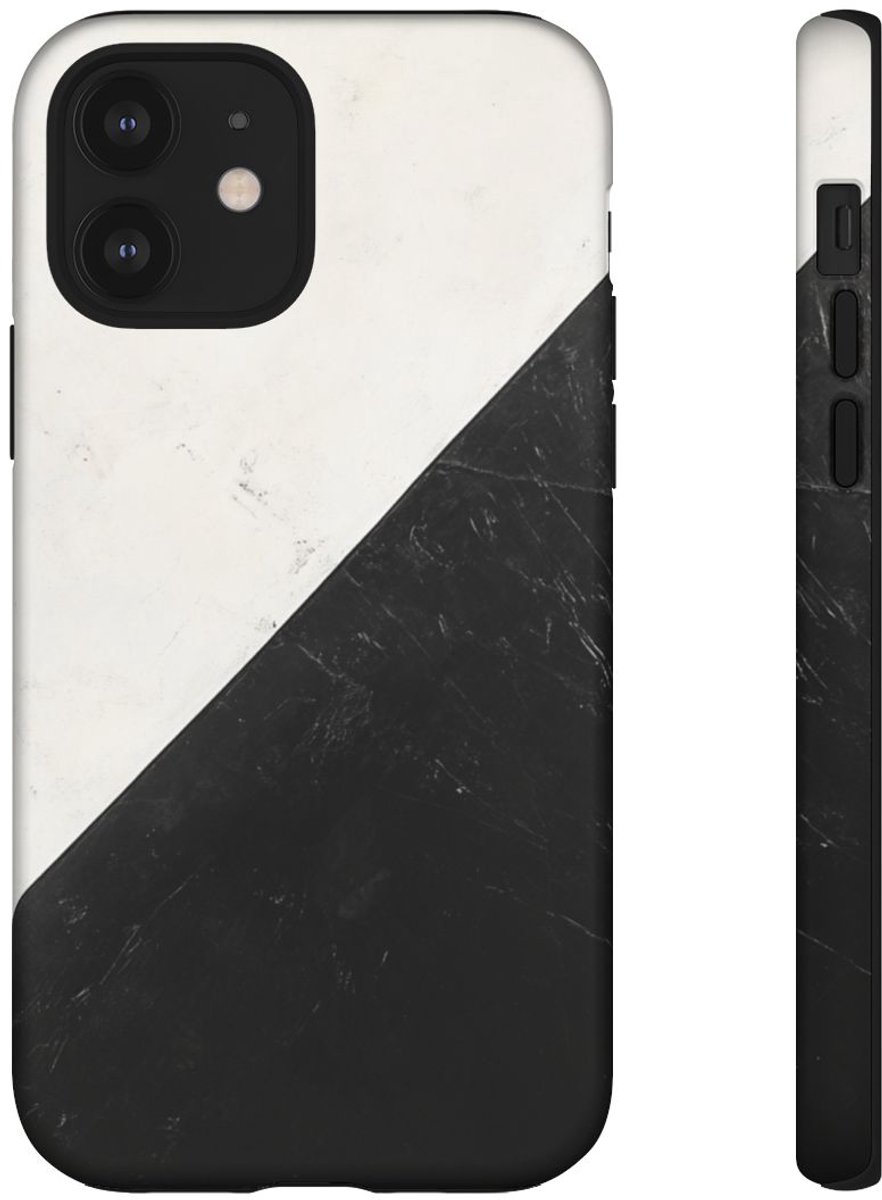 Zwart-Wit Geometrische Vlag – Telefoonhoesje Geschikt voor iPhone 12