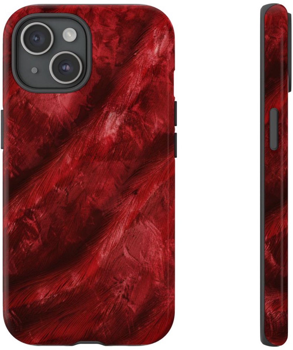 Rode Fluwelen Textuur – Telefoonhoesje Geschikt voor iPhone 15