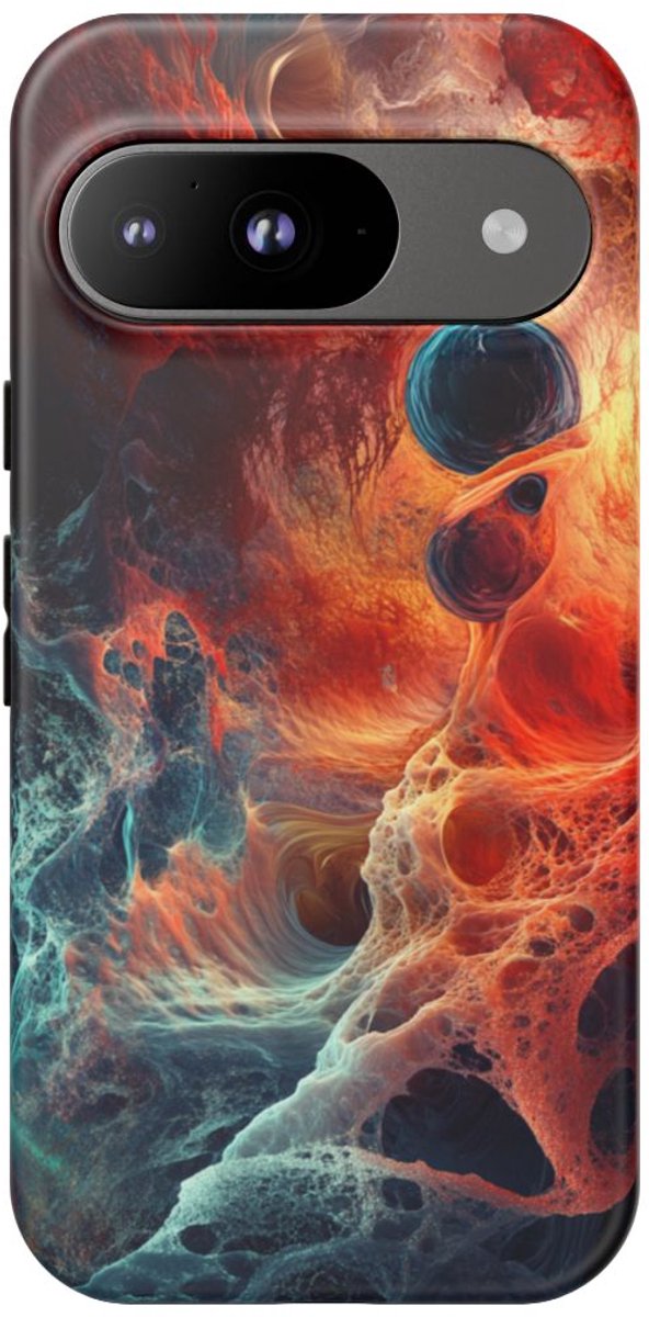 Abstracte Organische Stroming met Blauwe Sferen – Telefoonhoesje Geschikt voor Pixel 9