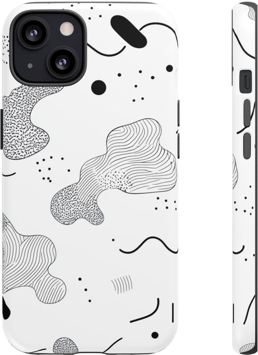Abstract Zwart-Wit Minimalistisch Patroon – Telefoonhoesje Geschikt voor iPhone 13