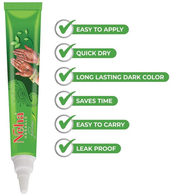 Neha Herbal Fast Color – 5 x 25g Tubes – Sneldrogende Henna – Donkere ...