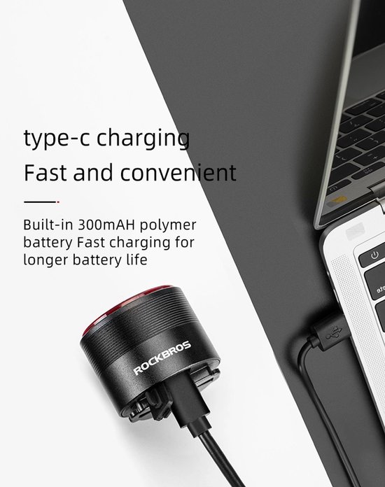 Smart Fietsachterlicht met Remsensor - Zeer Helder 90 Lumen - USB Oplaadbaar - Auto aan/uit - Lichtsensor - Remsensor - Aluminium Behuizing van Smart. — afbeelding 5
