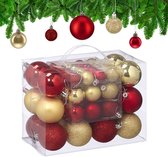 kerstballen - set van 50 - ∅ 3, 4, 6 cm - kunststof - goud-rood