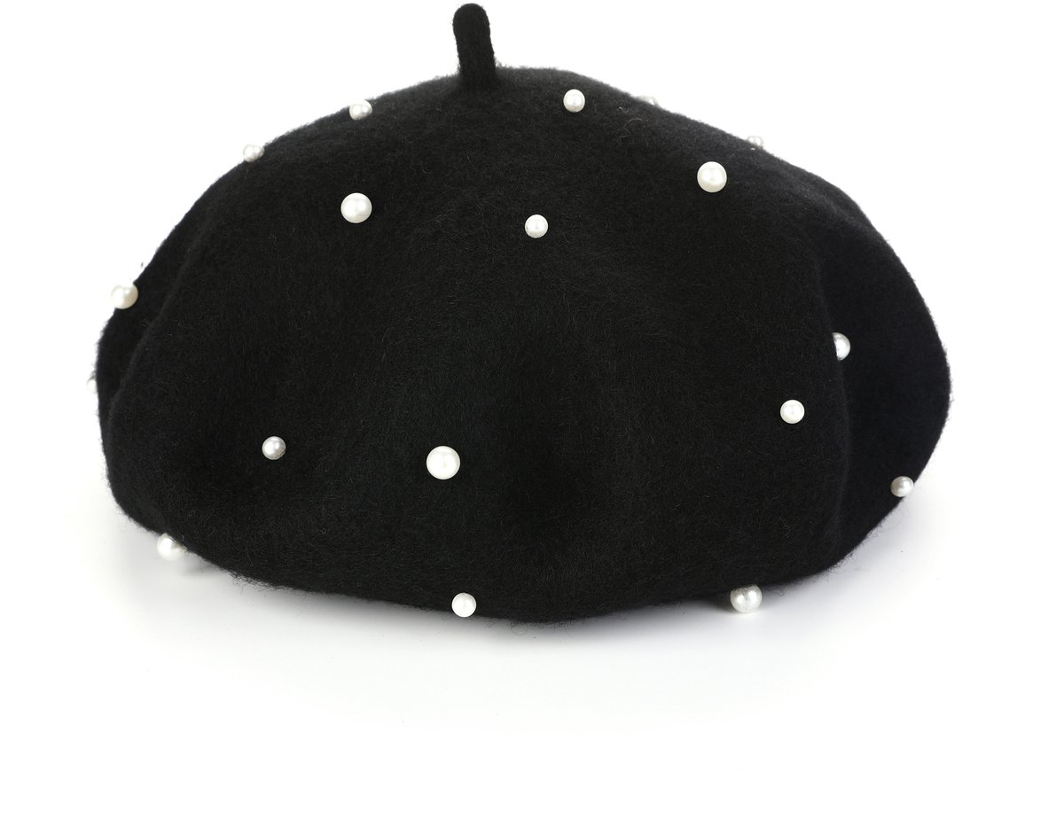 Winter Baret Wooly Pearls - Zwart - Dames - One Size - Hoofdmode