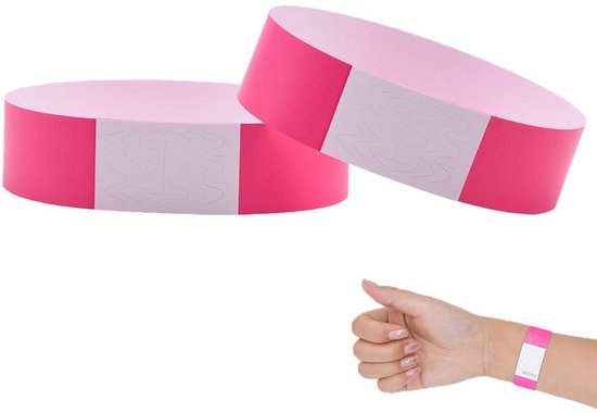 Foto: Waterdichte polsbandjes identificatiearmbanden 100 stuks papieren armbanden voor festival en club feestjes roze 