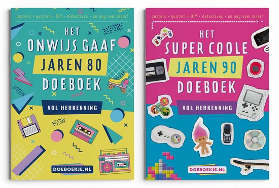 Foto: Onwijs gaaf jaren 80 super coole jaren 90 doeboek puzzels varia detectives quizzen voor volwassenen voordeelset
