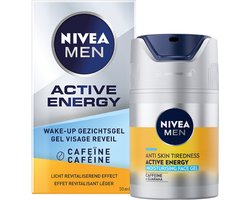 NIVEA MEN Active Energy Wake-up Gezichtsgel - Droge huid - Met cafeïne - Hydraterend en verstevigend - Gezichtscreme mannen- 50 ml