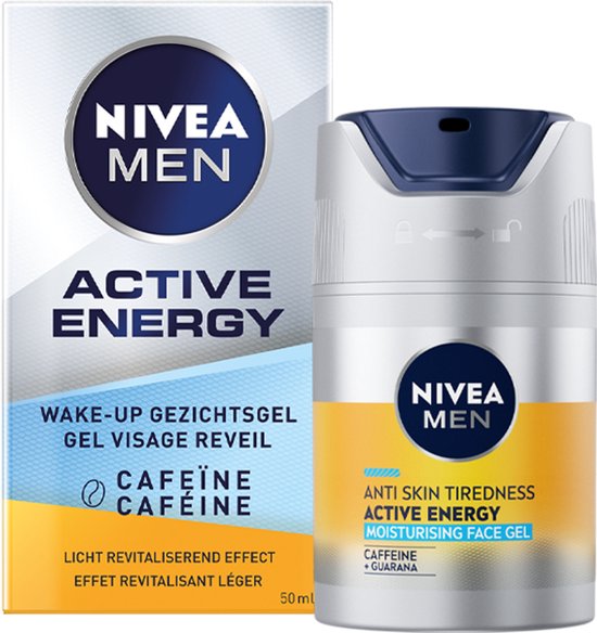 NIVEA MEN Active Energy Wake-up Gezichtsgel - Moisturizer - Droge huid - Met cafeïne - Hydraterend en verstevigend - Crème- 50 ml
