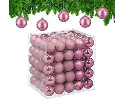 Kerstballen - set van 100 - 7xø6 cm - roze
