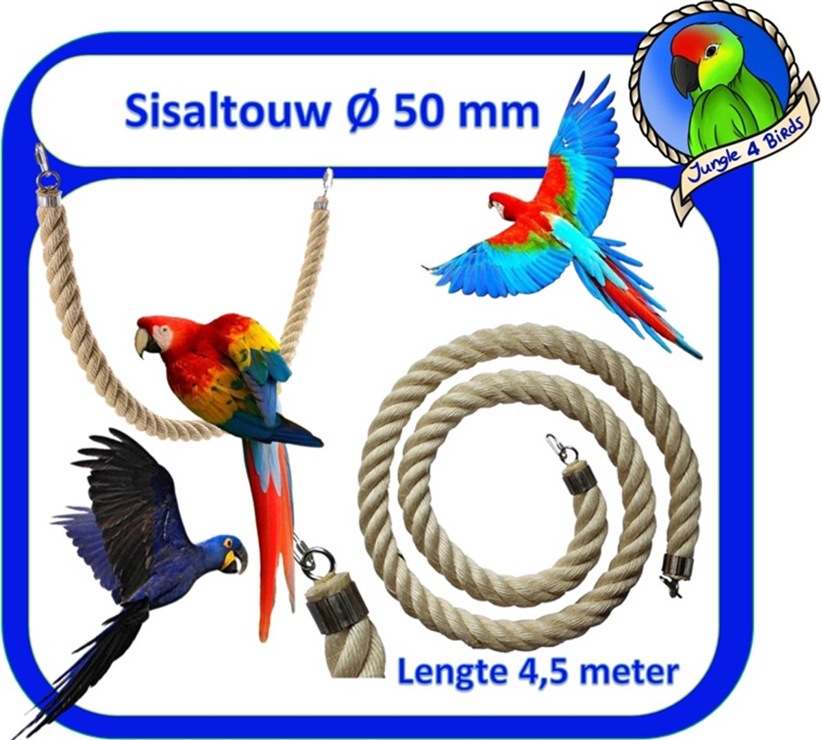 Jungle sisal touw Ø 50 mm & 450 cm lang (Vogeltouw )