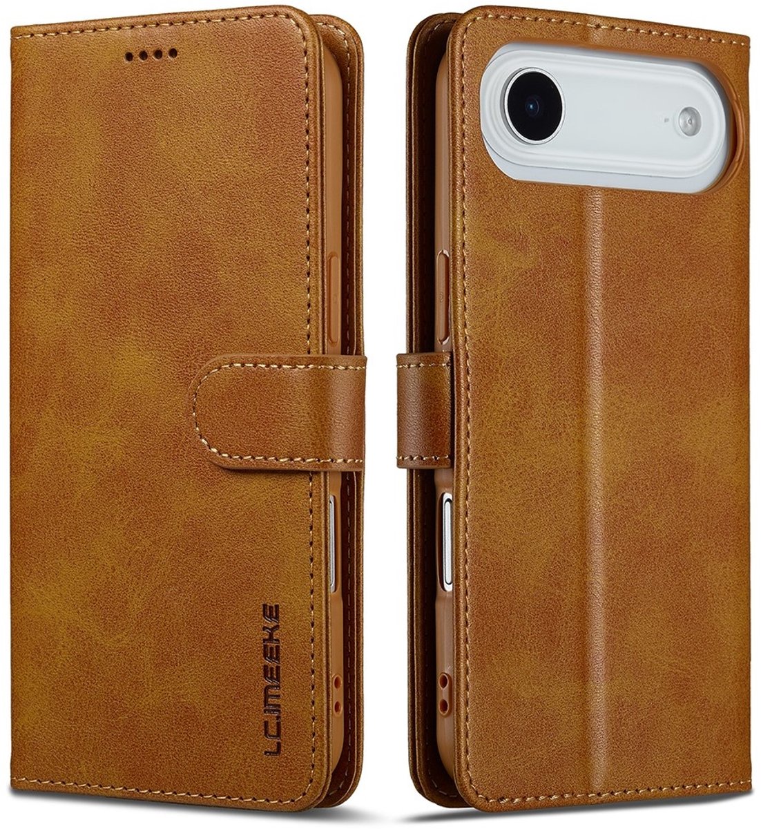 LC.IMEEKE Hoesje - Geschikt voor iPhone Air Hoesje - LC.IMEEKE Luxe Book Case - Bruin