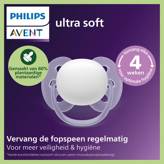 Philips Avent Ultra Soft - Superzachte siliconen fopspeen (18mnd+) - Voor gevoelige huid - 2 stuks - SCF093/05 van Philips — afbeelding 5