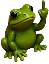Statuette doigt d'honneur grenouille - Cadeau - Drôle - Figurine - Animal - Vert - Jardin